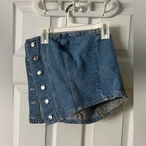 Denim Button-Up Mini Strapless Shirt - Originally Retailed at 56.00